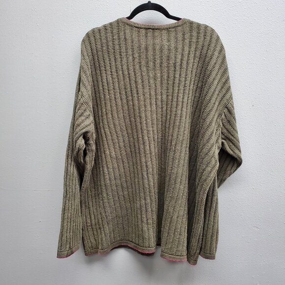 Vintage Industrial Rags Sweater Mens Extra Large Olive Green Button Pullover 90s - Picture 5 of 9